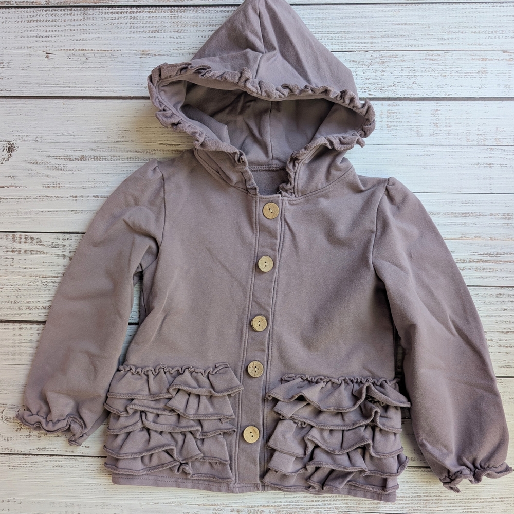 Hooded Jacket with Ruffle Details